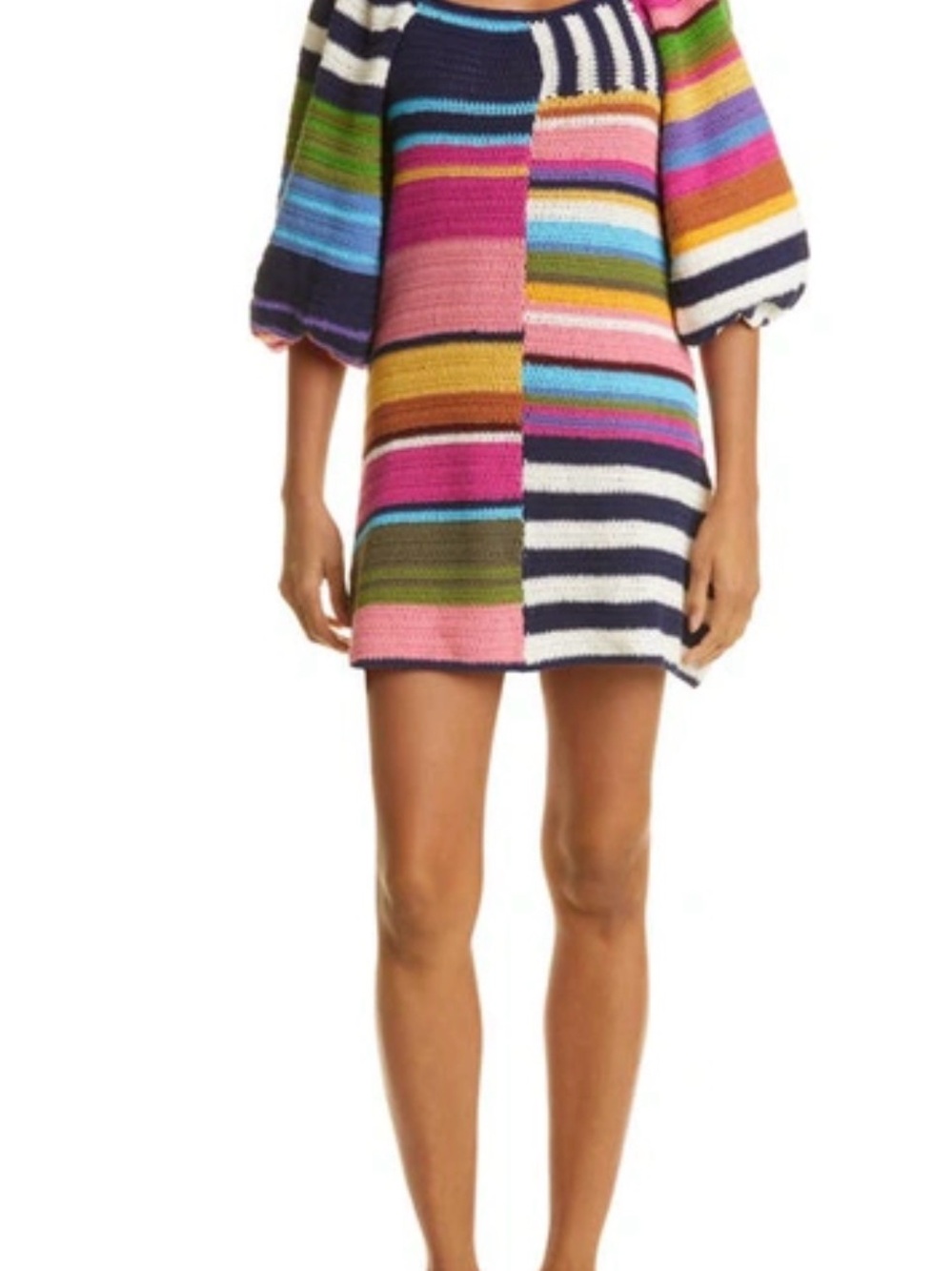 Farm Rio Mixed Stripes Crochet Mini Dress Size Large D80 - Picture 7 of 7